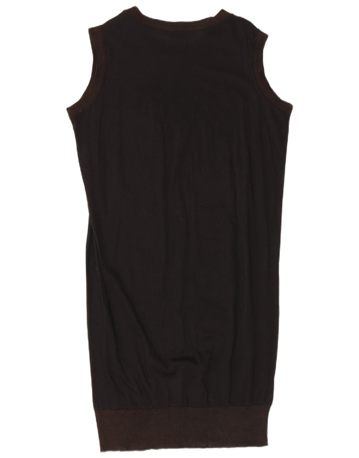 Vestido feminino VINTAGE sem mangas com estampa bolha Reino Unido 14 médio preto