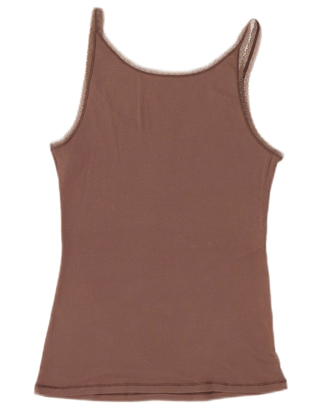 Top cami feminino BENETTON Reino Unido 14 grande algodão marrom