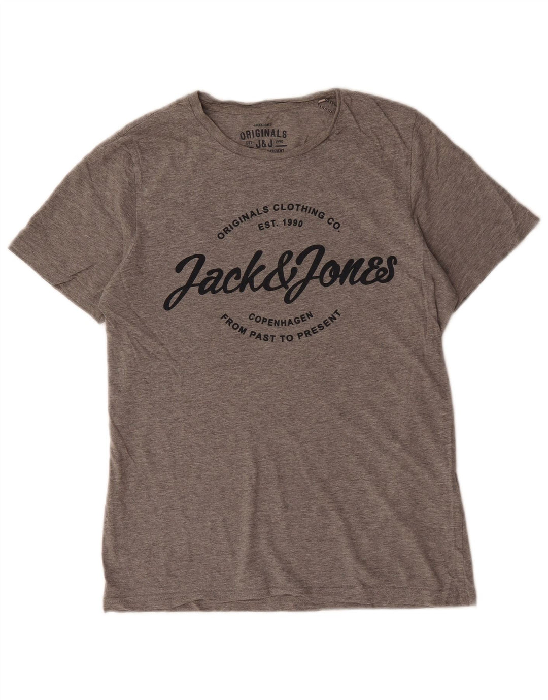 Camiseta gráfica masculina Jack & Jones algodão cinza médio