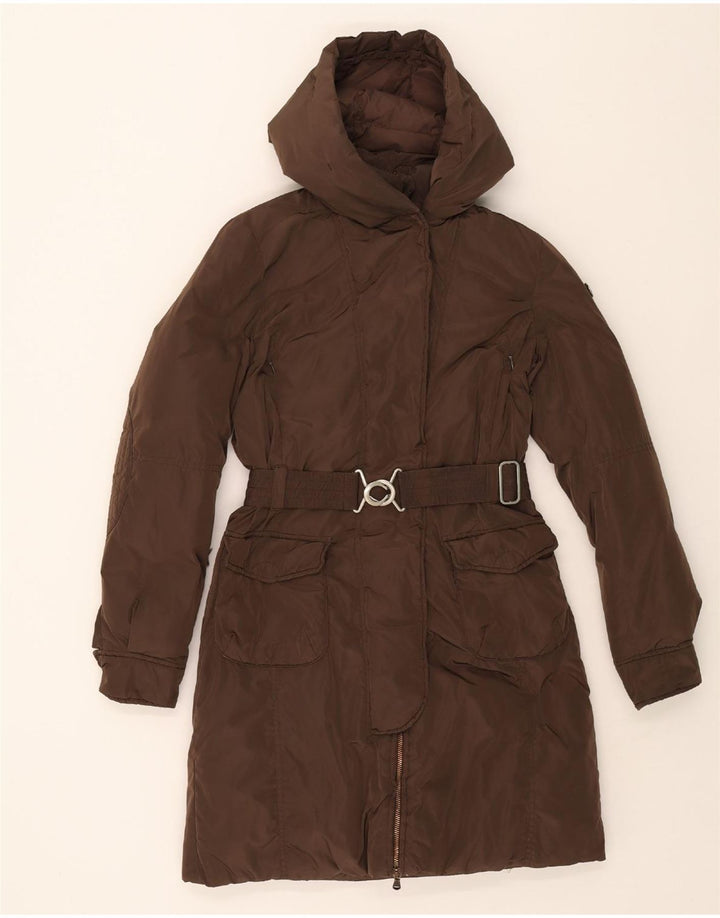 TIMBERLAND Womens Hooded Padded Coat UK 14 Medium Brown Polyester Vintage Timberland and Second-Hand Timberland from Messina Hembry 