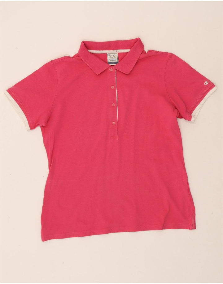 CHAMPION Womens Polo Shirt UK 16 Large Pink Cotton Vintage Champion and Second-Hand Champion from Messina Hembry 