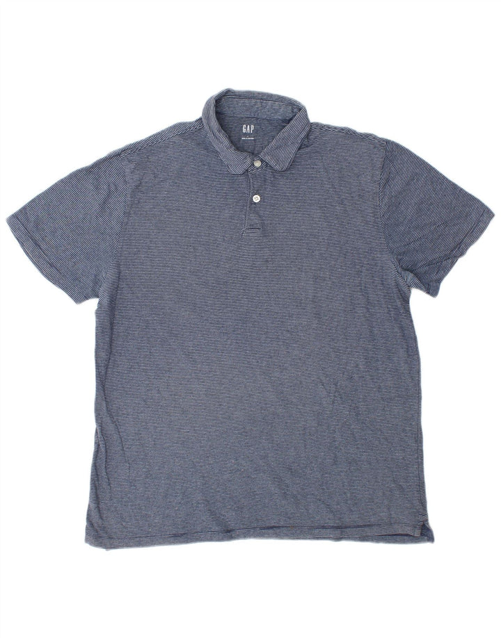Camisa polo masculina Gap grande algodão listrado azul
