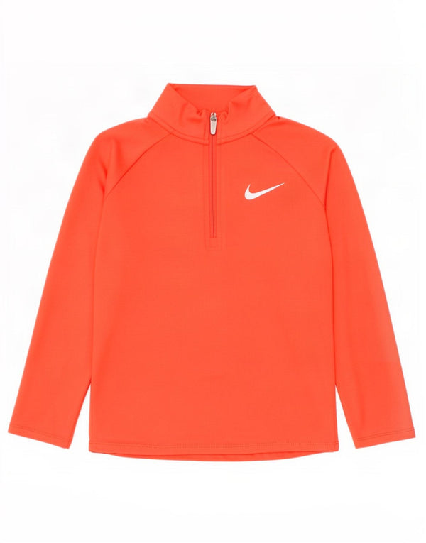 Nike Girls Dri Fit Zip Neck Pulôver Top de treino 6-7 anos Grande Laranja