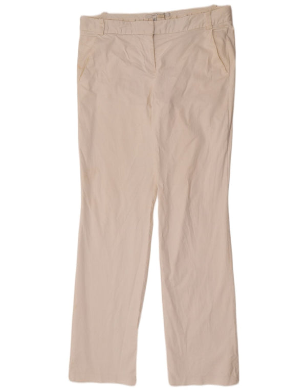 Calça feminina Zara Bootcut Chino EU 44 XL W34 L35 algodão branco