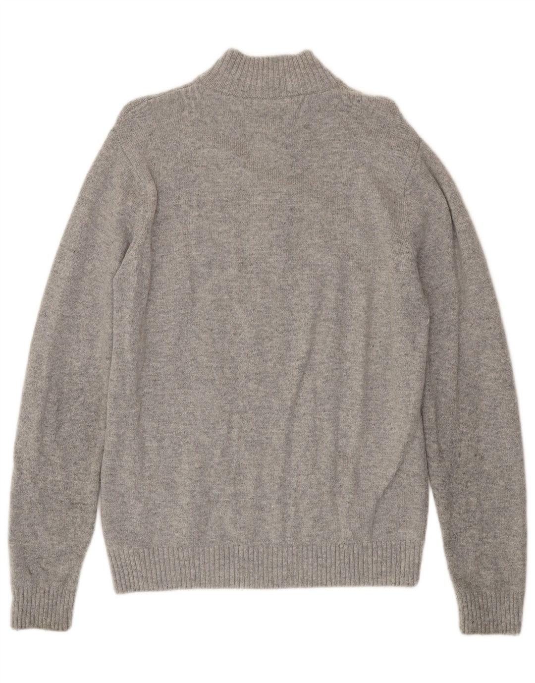 Suéter masculino Crew Clothing com zíper e gola em lã de carneiro cinza grande