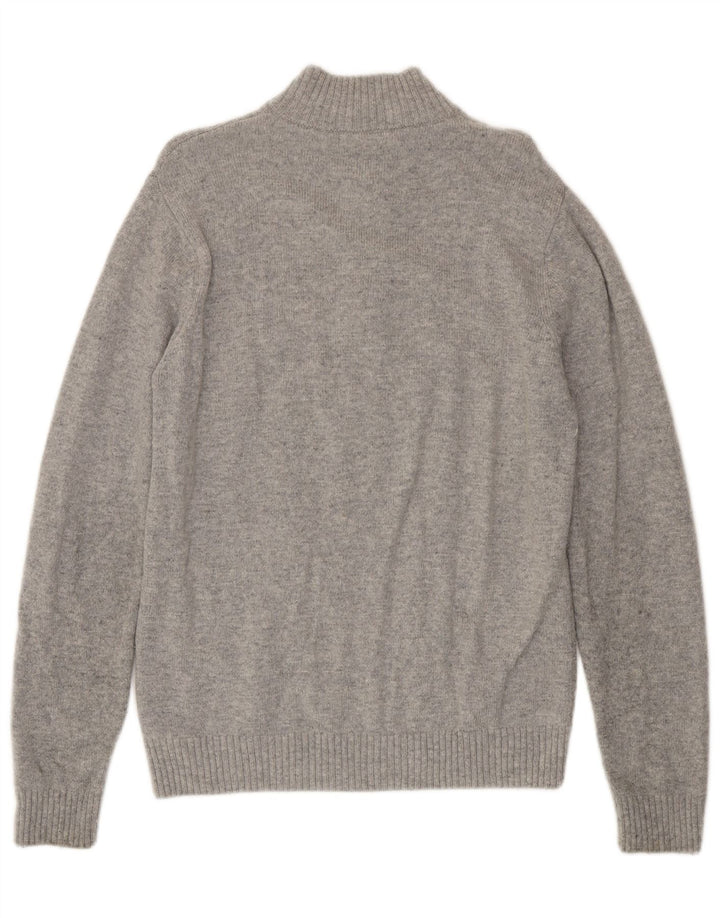 Suéter masculino Crew Clothing com zíper e gola em lã de carneiro cinza grande