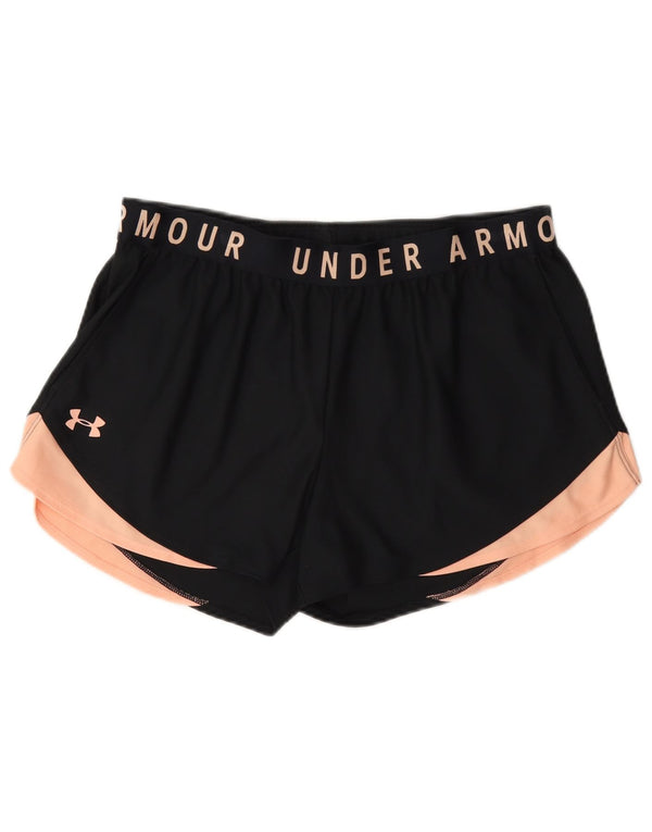 Shorts esportivos femininos Under Armour Heat Gear Graphic UK 16 grandes pretos