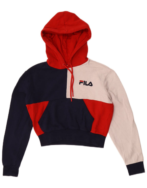 Suéter com capuz feminino Fila Crop Oversized UK 6 XS Multicolorido Colourblock