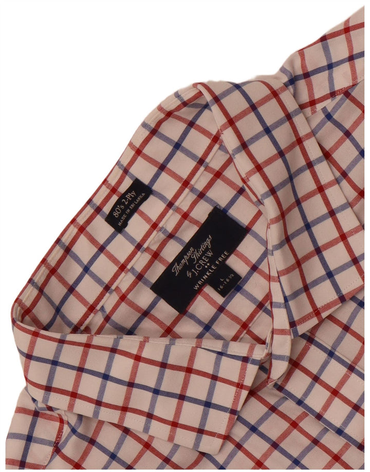 Camisa J. Crew masculina Thompson tamanho 16 16 1/2 grande xadrez branco