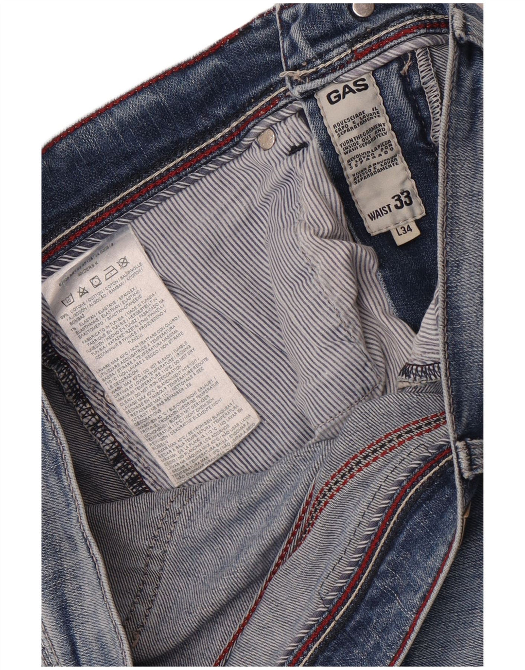 Gas Mens Anders Slim Jeans W33 L30 Azul Algodão
