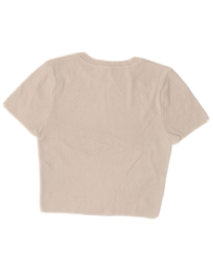 Zara Womens Crop Top UK 12 Medium Off White Viscose