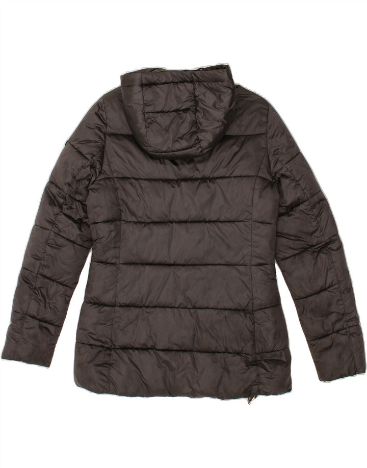 TRUSSARDI Womens Hooded Padded Jacket UK 6 XS Grey Nylon Vintage Trussardi and Second-Hand Trussardi from Messina Hembry 