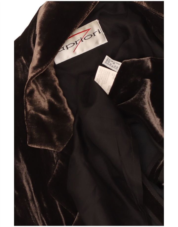 Jaqueta blazer feminina APRIORI com 3 botões Reino Unido 14 grande seda marrom