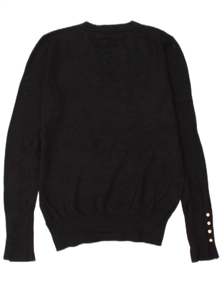 Zara Suéter feminino com gola redonda, Reino Unido 14, grande, preto