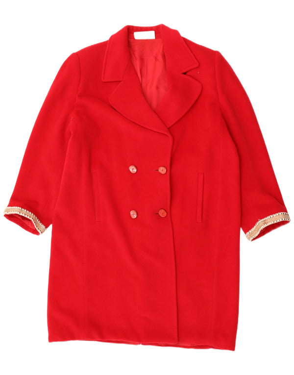 Laura Biagiotti Womens Oversized Double Breasted Coat IT 50 XL Red Wool