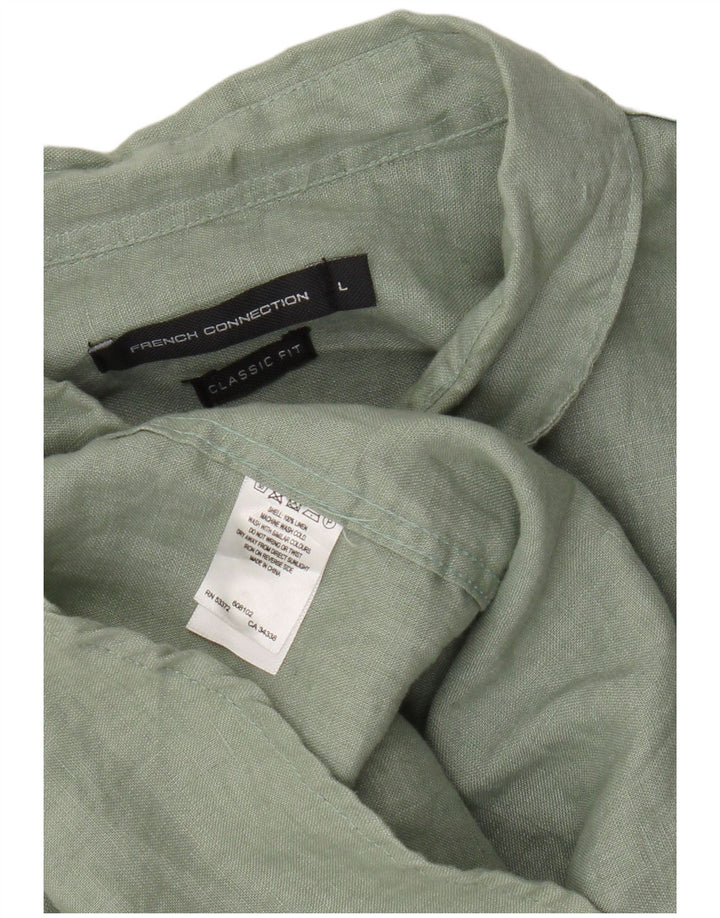 Camisa masculina clássica French Connection grande linho verde
