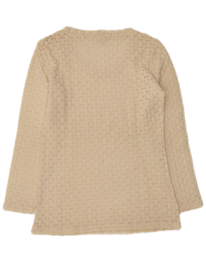 Suéter feminino Sisley Relaxed Elegance com decote em V Reino Unido 12 Médio Off White