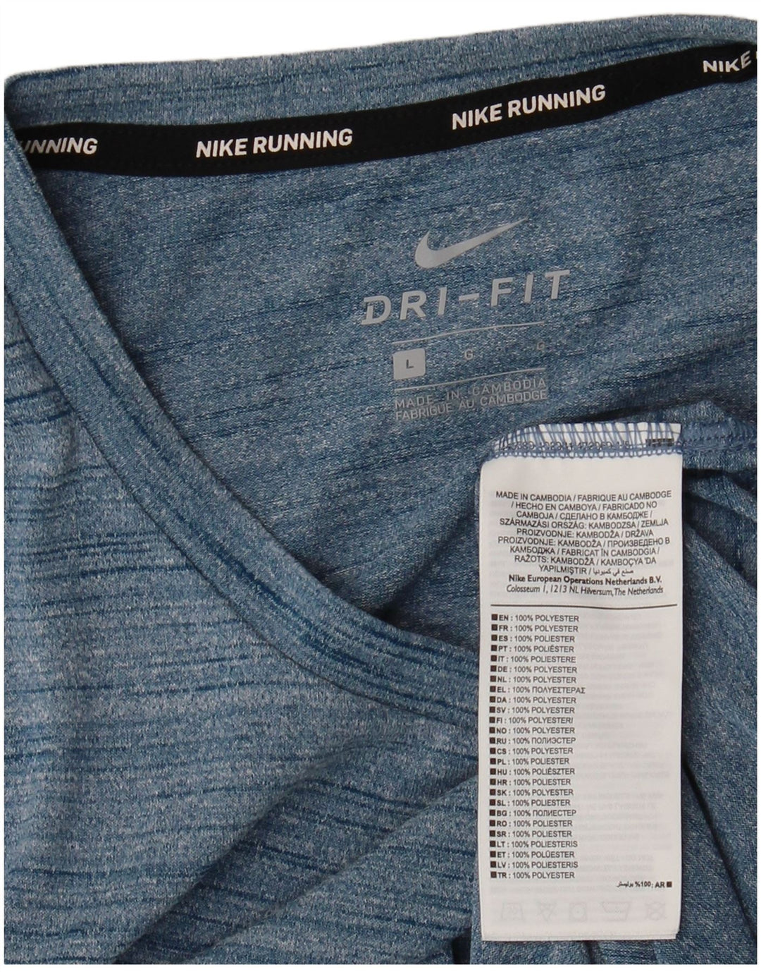 Camiseta masculina Nike Dri Fit grande poliéster manchado azul