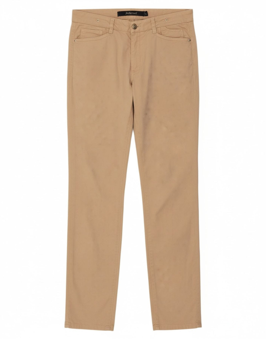 Calça feminina casual justa JECKERSON W31 L29 algodão bege