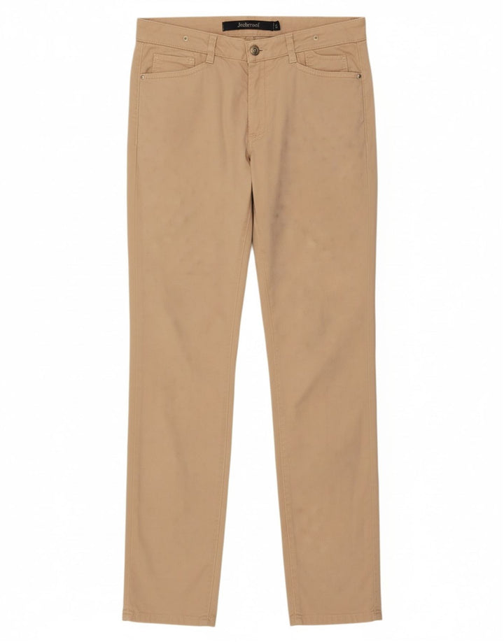 Calça feminina casual justa JECKERSON W31 L29 algodão bege