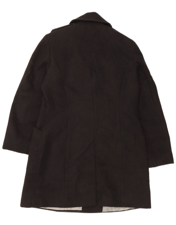 Casaco feminino Marks & Spencer com peito duplo Reino Unido 14 grande poliéster preto
