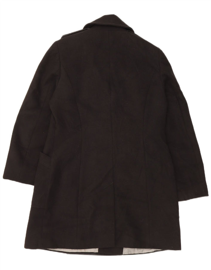 Casaco feminino Marks & Spencer com peito duplo Reino Unido 14 grande poliéster preto