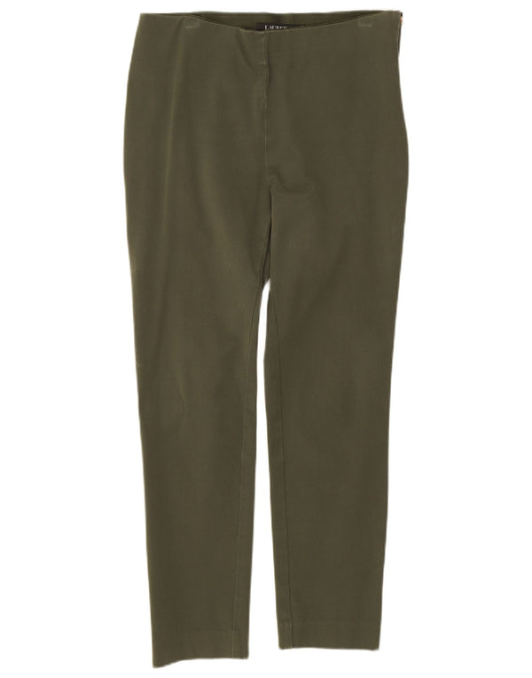 Ralph Lauren Calça feminina casual slim EUA 8 médio W30 L26 viscose verde