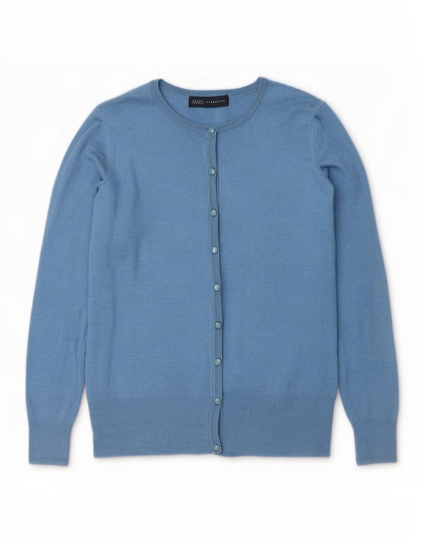 Suéter cardigã feminino Marks & Spencer Reino Unido 10 viscose azul pequena