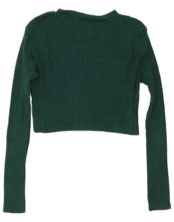 Zara Womens Crop Top Manga Longa Reino Unido 14 Grande Verde