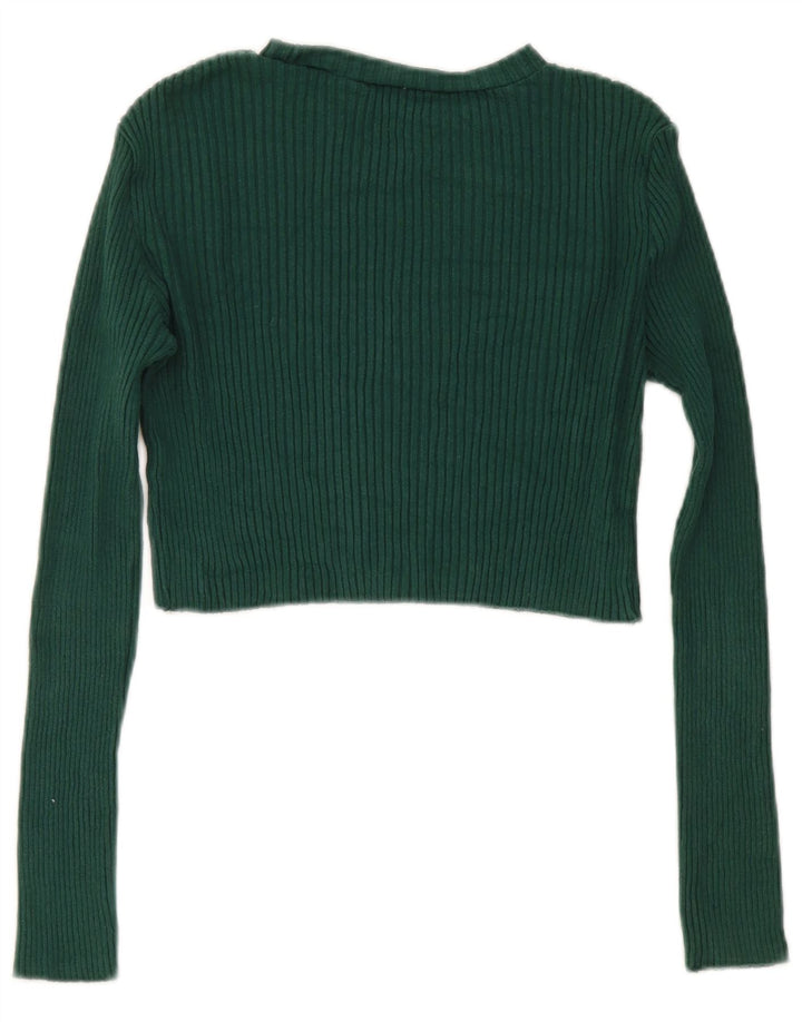 Zara Womens Crop Top Manga Longa Reino Unido 14 Grande Verde