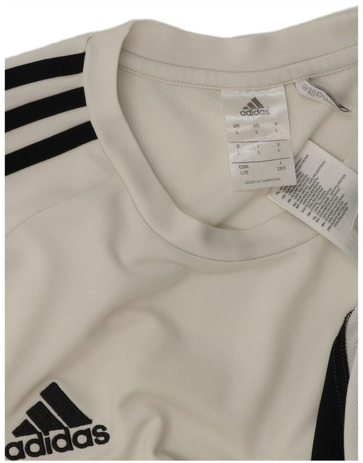 Adidas Mens Climalite Camiseta Top Grande Branco Colorblock Poliéster
