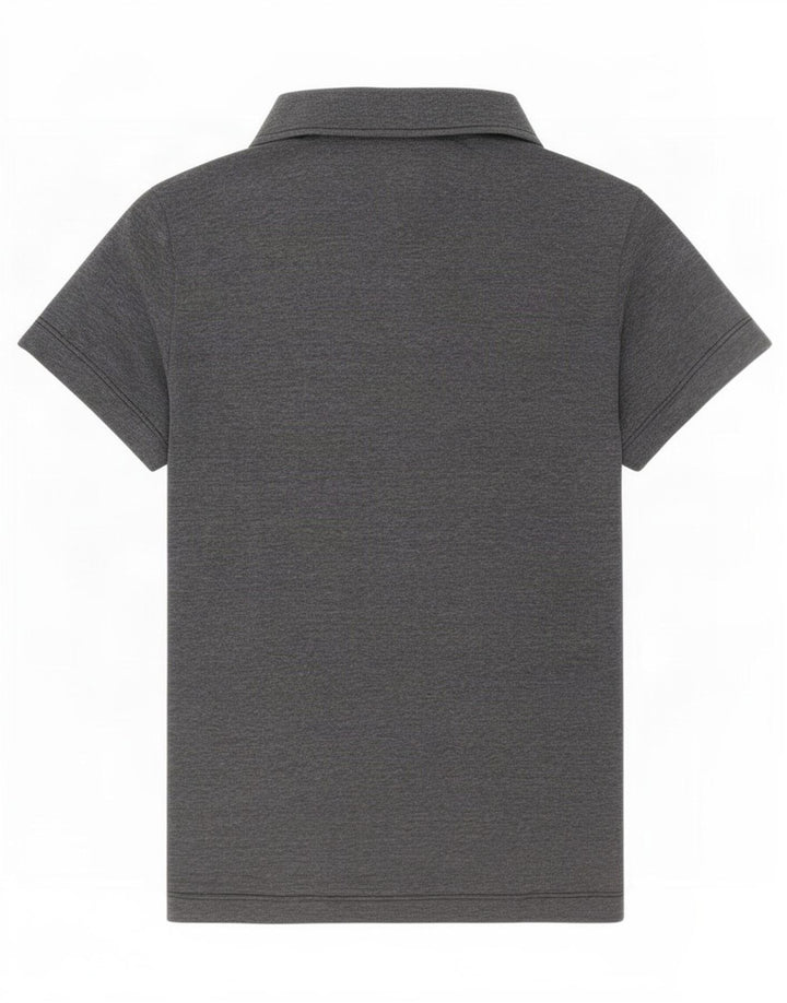 Camisa polo feminina Jack Wolfskin Reino Unido 12/14 poliéster manchado cinza médio