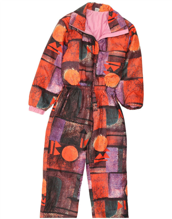 Macacão de esqui reversível feminino vintage IT 42 médio multicolorido geométrico
