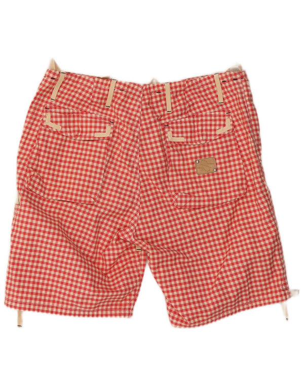 Shorts cargo masculino vintage W34 grande algodão guingão vermelho