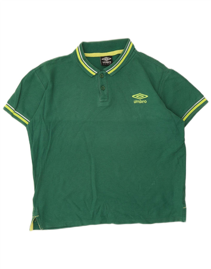 Camisa polo masculina Umbro algodão listrado verde médio
