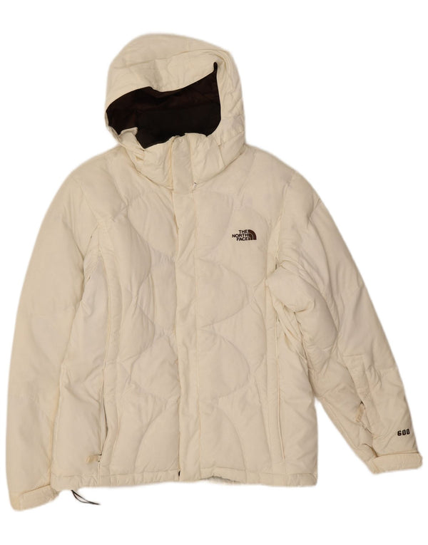 Jaqueta acolchoada com capuz feminina The North Face UK 14 nylon branco médio
