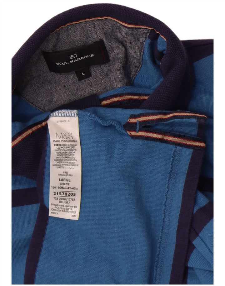 Suéter masculino Marks & Spencer Blue Harbor com listras azuis grandes