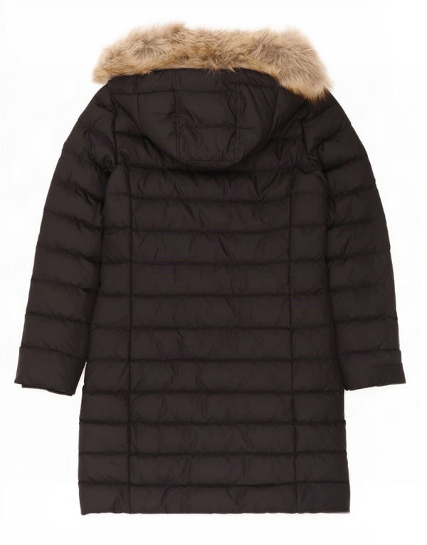 Casaco acolchoado com capuz feminino Tommy Hilfiger Reino Unido 14 grande poliéster preto