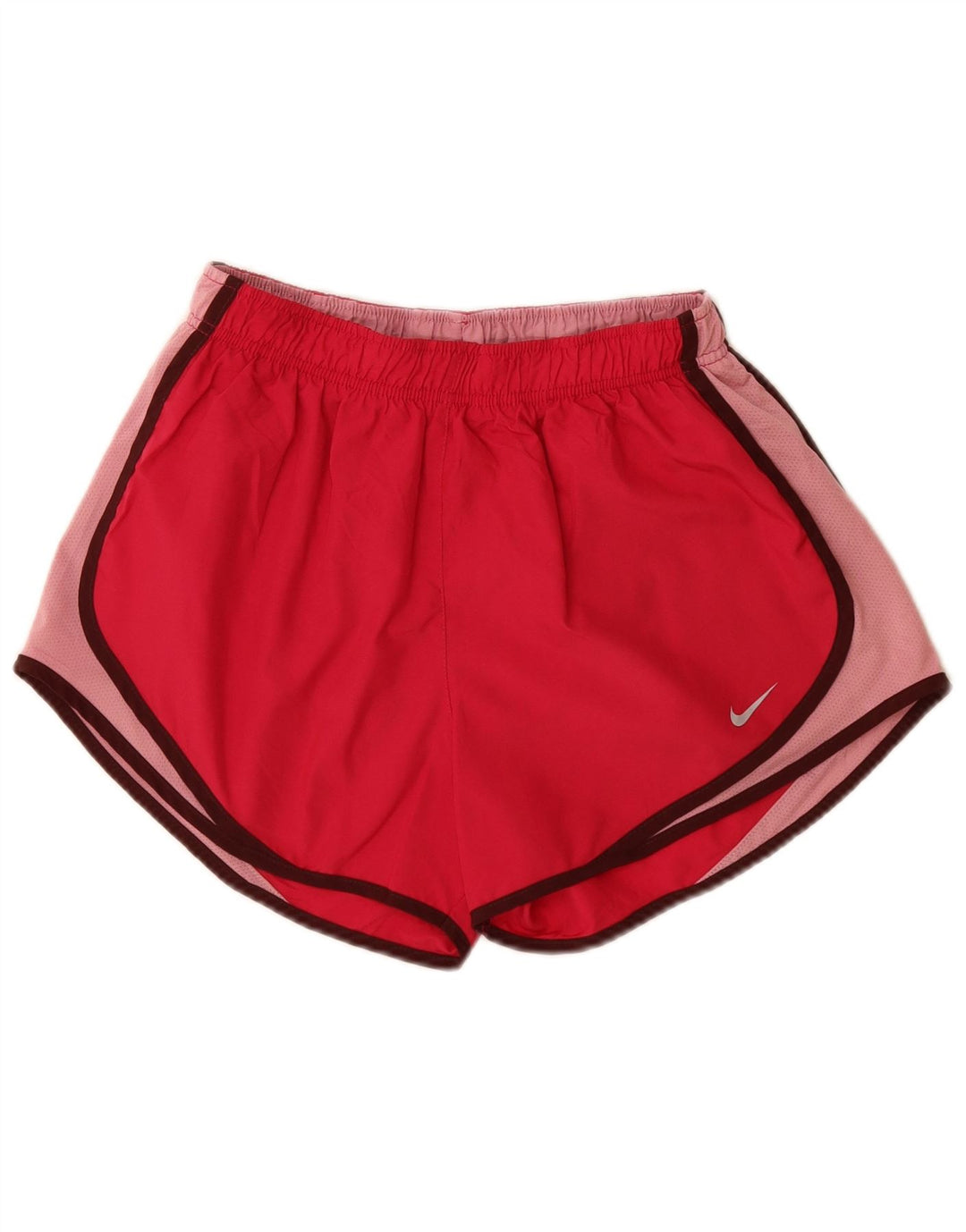 Shorts esportivos femininos Nike Dri Fit UK 12 poliéster colorblock vermelho médio