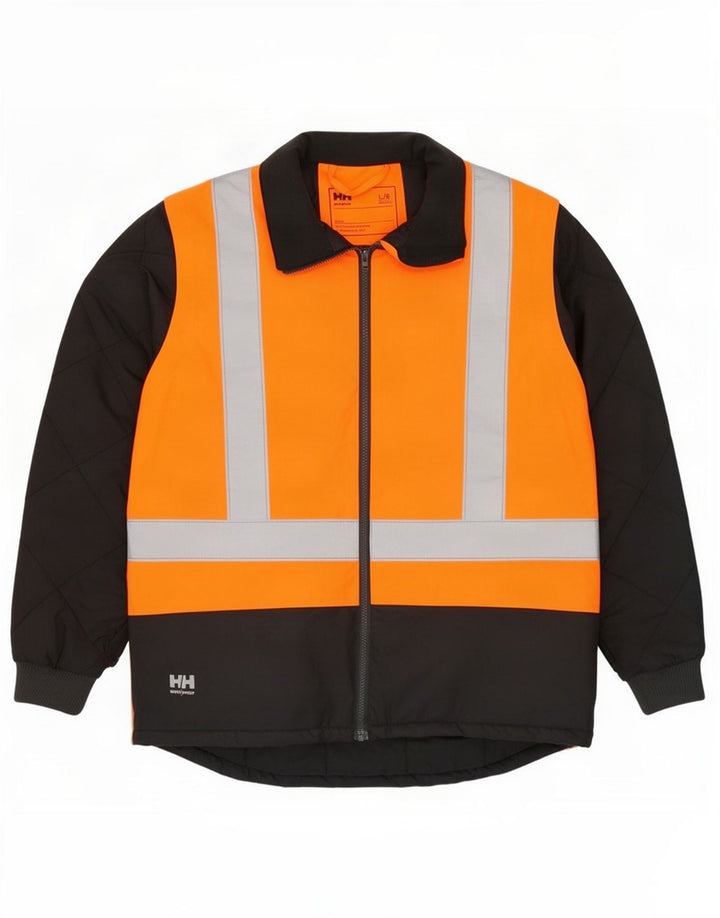 Jaqueta acolchoada masculina Helly Hansen para trabalho de trabalho UK 40 grande bloco colorido laranja