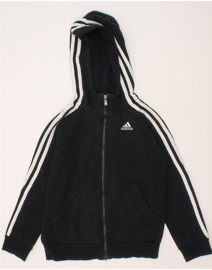 ADIDAS Boys Zip Hoodie Sweater 7-8 Years Black Cotton Vintage Adidas and Second-Hand Adidas from Messina Hembry 
