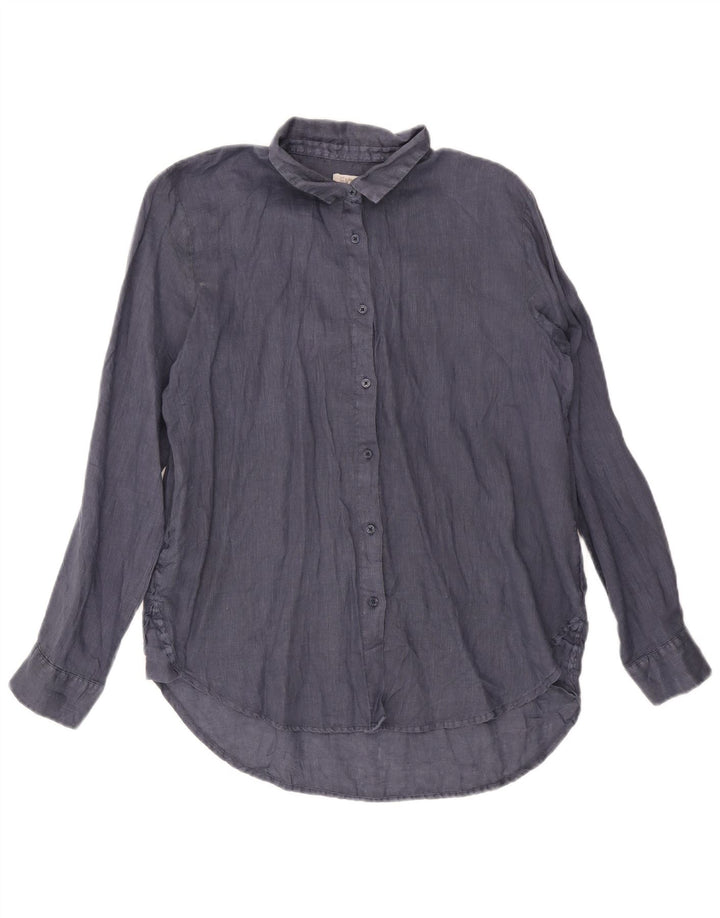 Camisa feminina Dack's UK 16 grande linho azul marinho