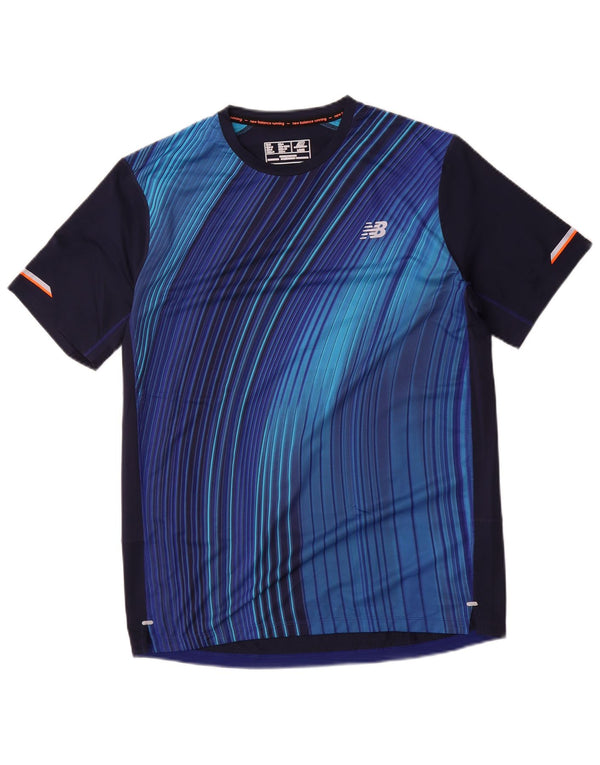 Camiseta masculina New Balance grande listra azul marinho