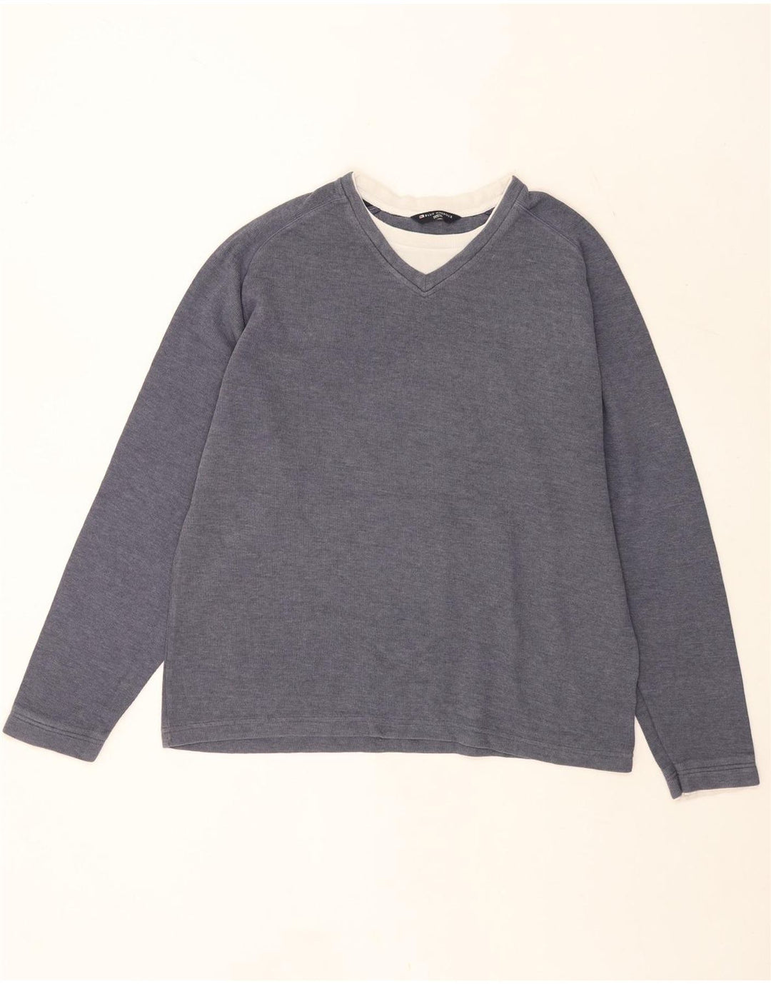 Suéter masculino Marks & Spencer Blue Harbour grande algodão azul marinho