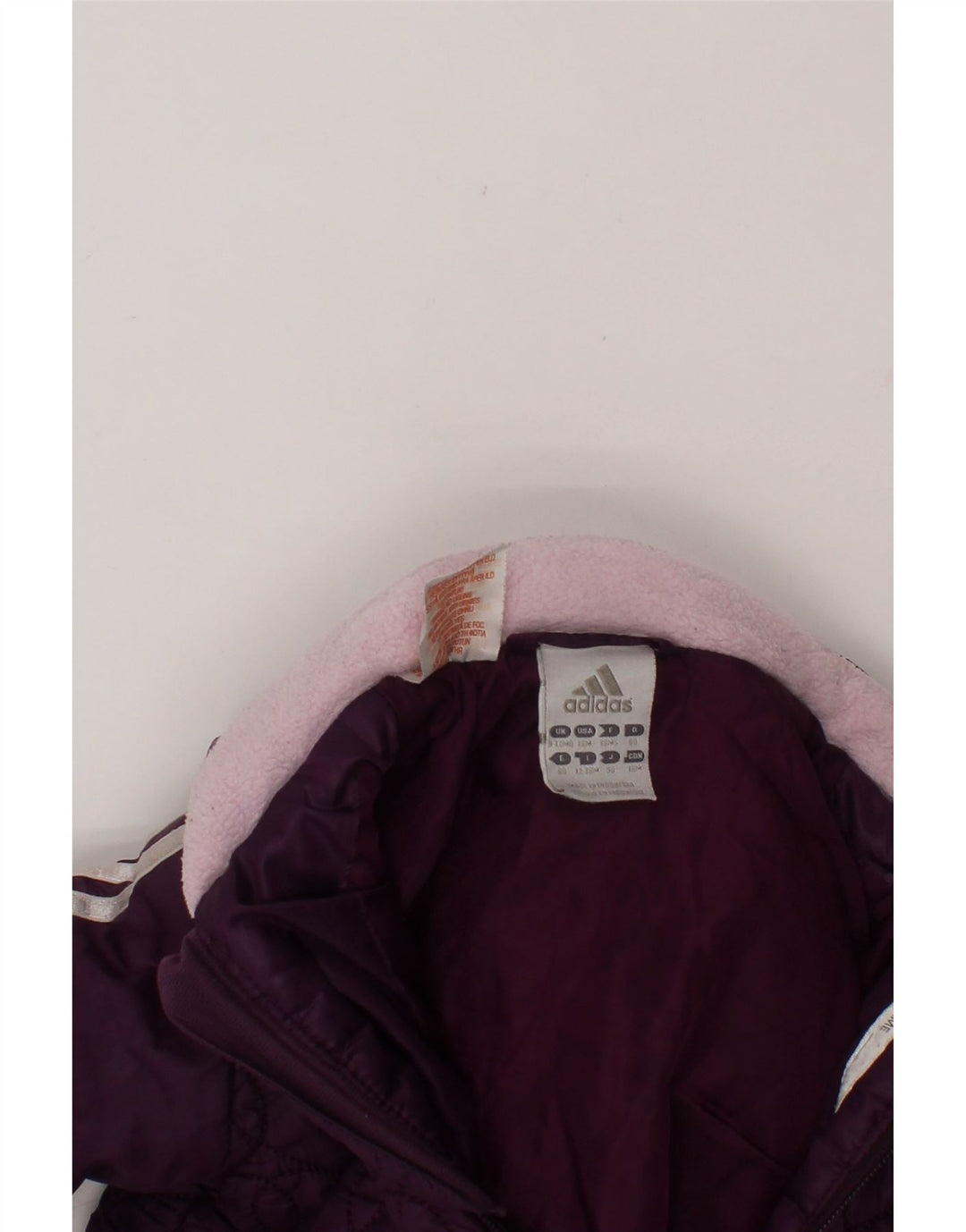 ADIDAS Baby Girls Hooded Padded Jacket 9-12 Months Purple Polyester Vintage Adidas and Second-Hand Adidas from Messina Hembry 