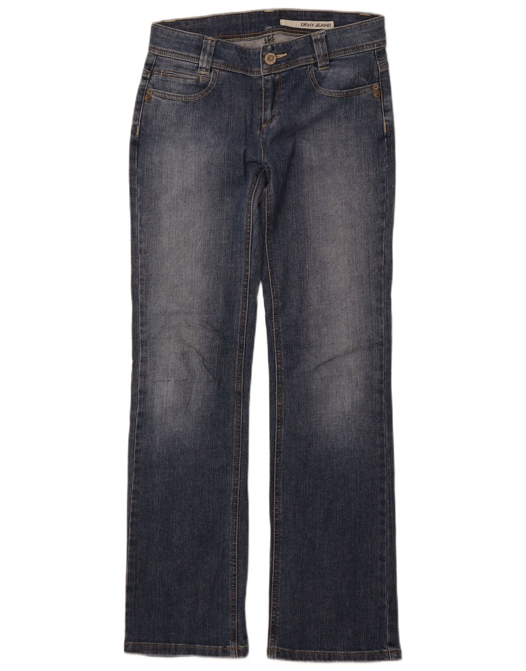 Jeans retos femininos DKNY US 4 pequenos W28 L31 algodão azul