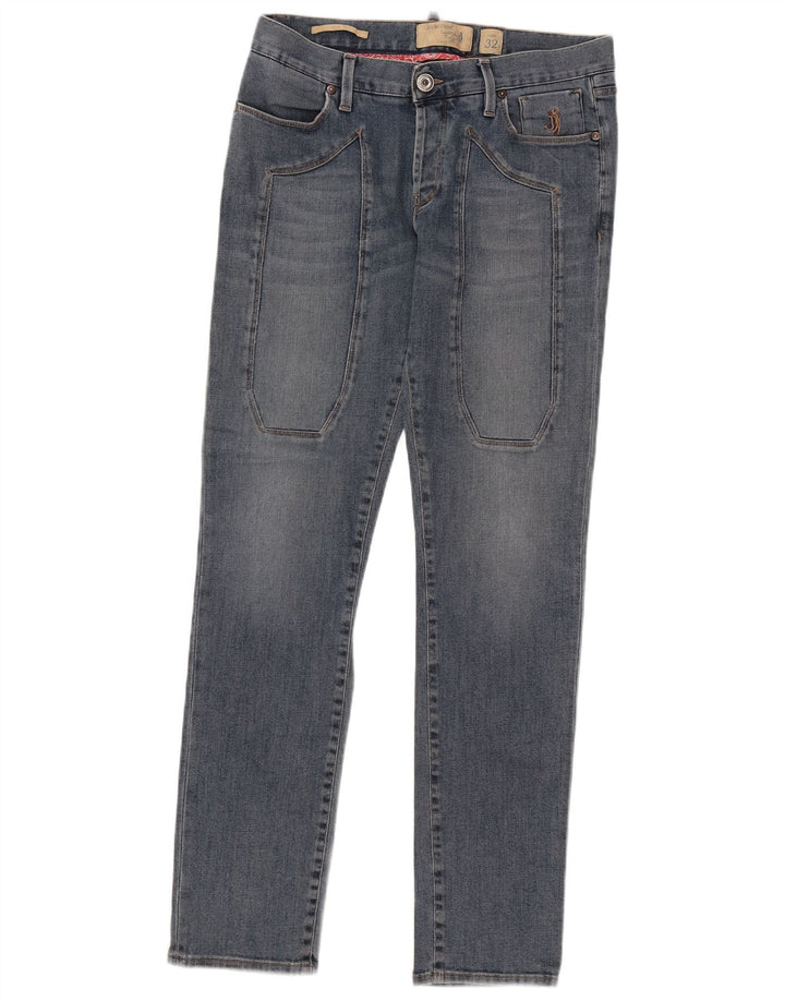 Calça jeans feminina Jeckerson W32 L31 azul algodão