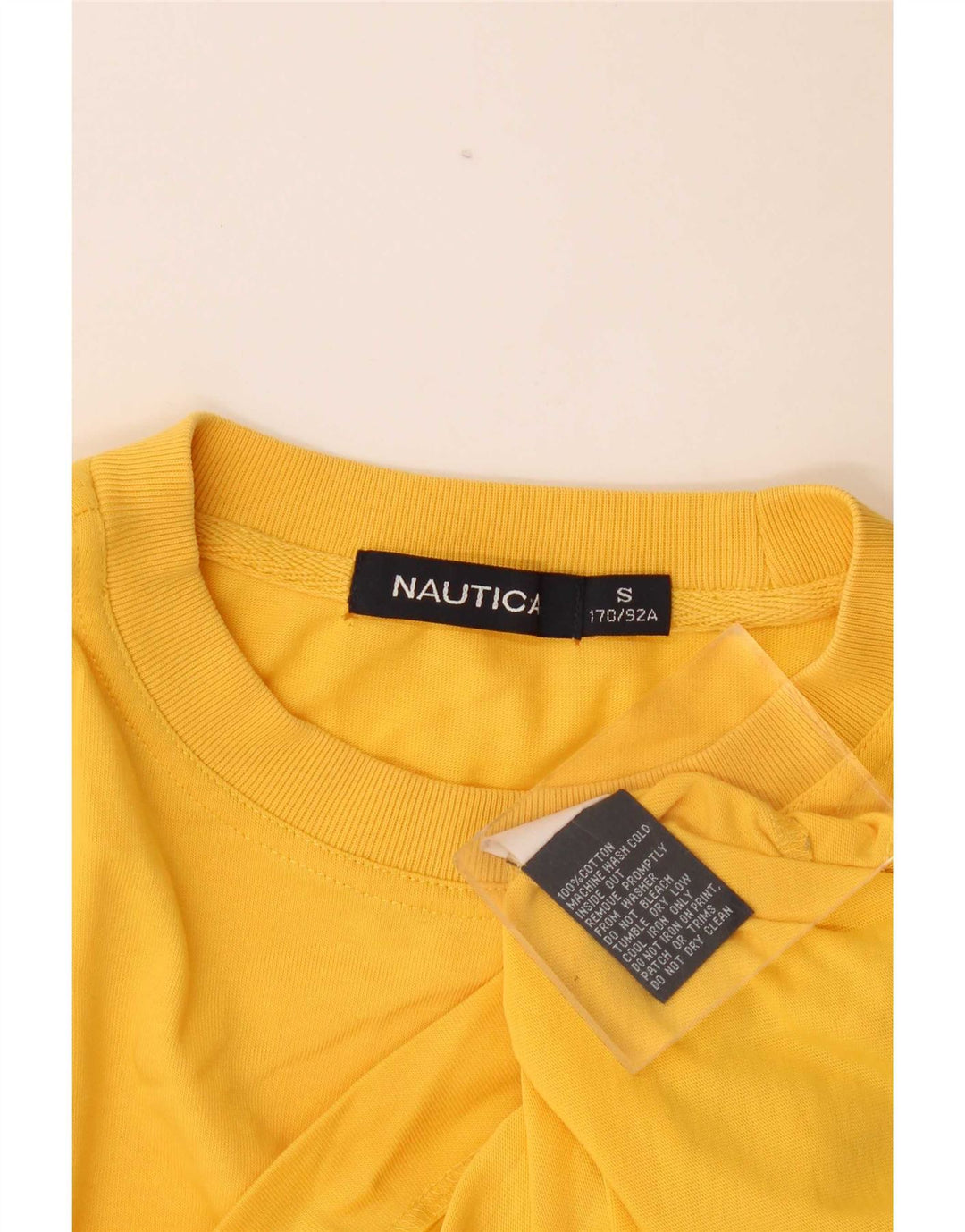 Nautica Mens Graphic Top Manga Longa Pequeno Algodão Amarelo
