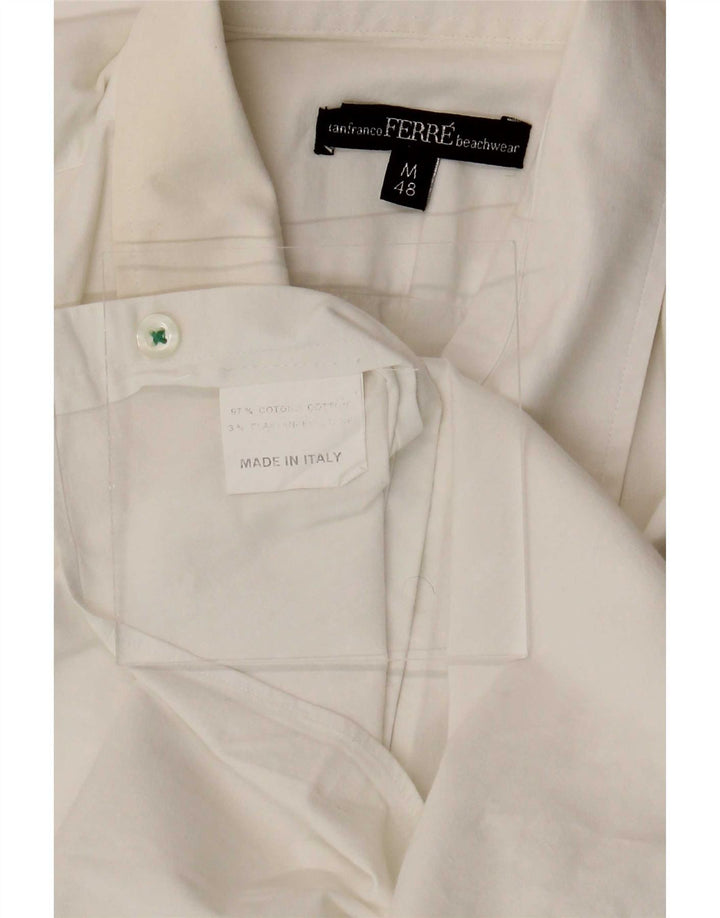 Camisa masculina de manga curta Gianfranco Ferre IT 48 algodão branco médio