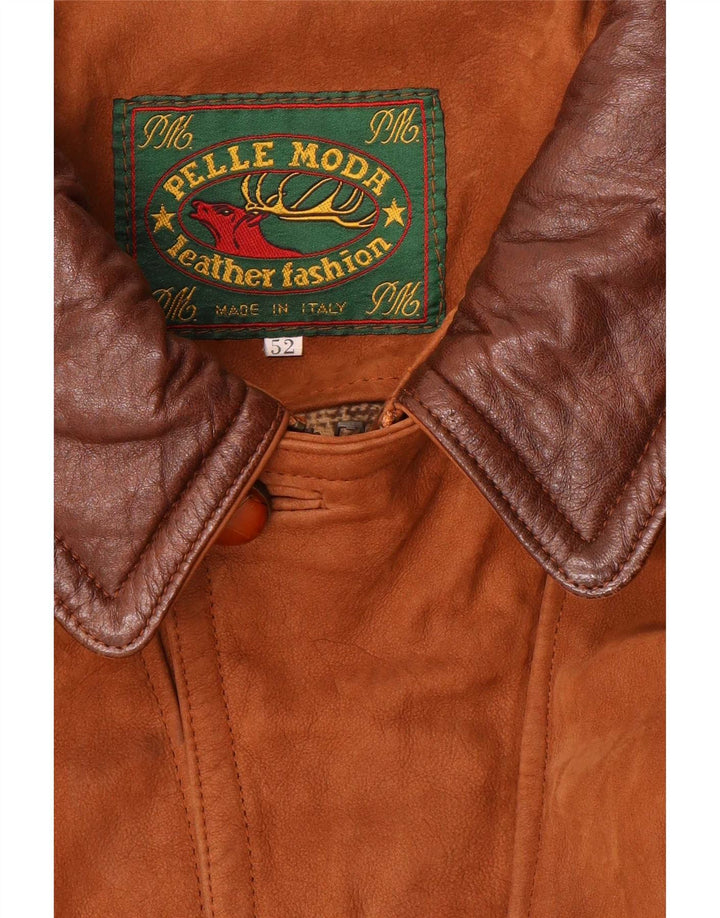 Jaqueta de couro masculina Pelle Moda IT 52 XL marrom